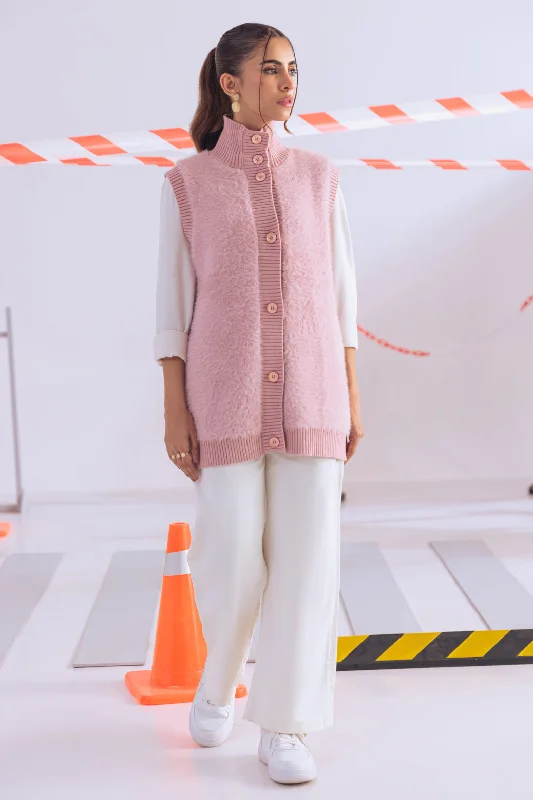 PINK HIGH NECK SANDO CARDIGAN SWEATER (24X-026-66)