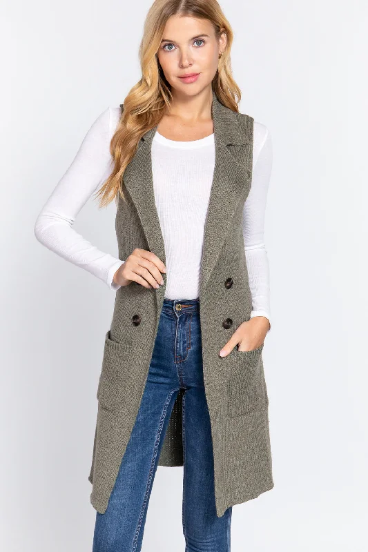 Sleeveless Long Sweater Vest