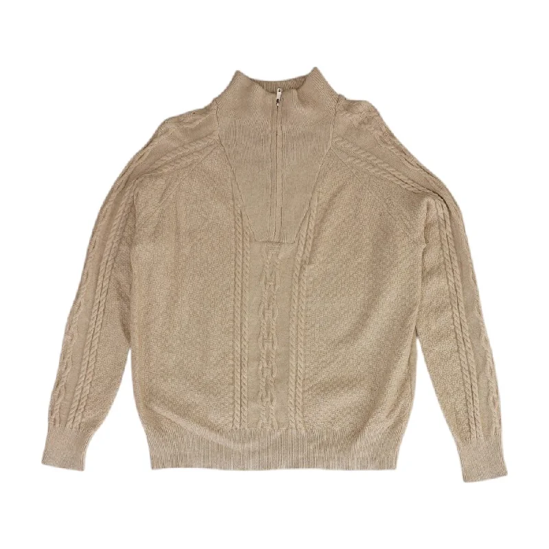 Beige Solid 1/4 Zip Sweater