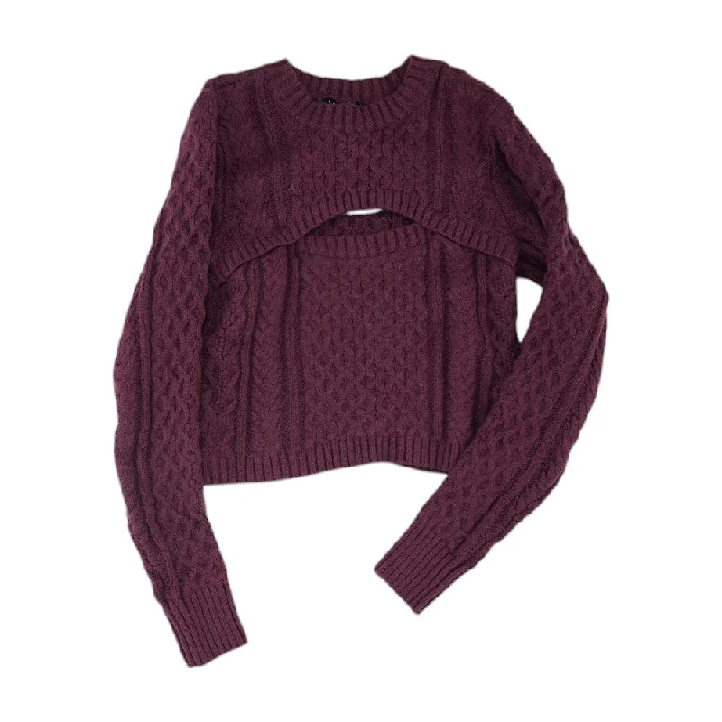 Burgundy Solid Crewneck Sweater