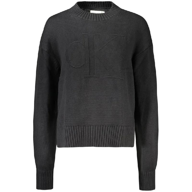 Calvin Klein Black Cotton Sweater Velvet Chenille Corduroy