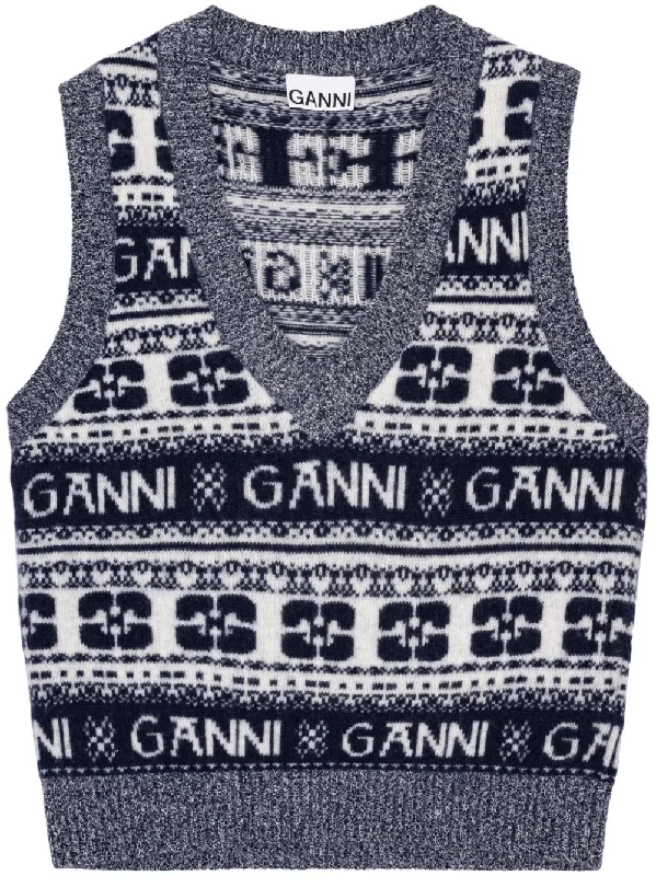 Ganni Sweaters Grey Layered Multi-layer Single Layer