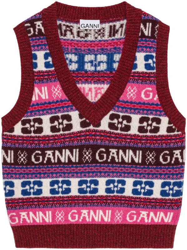 Ganni Sweaters Multicolour Mesh Sweater Canvas Denim