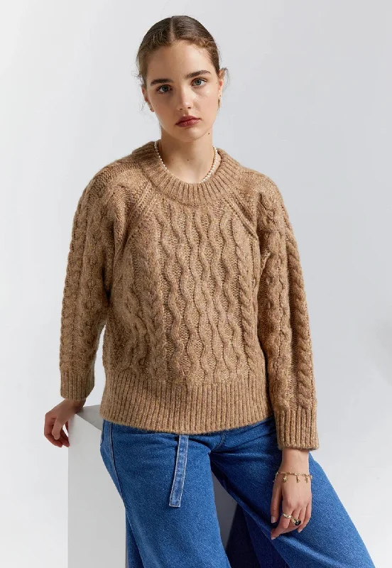 Cable Knit Cropped Sweater - Honey Marle