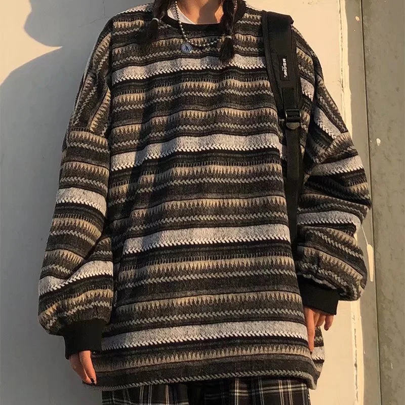 Lunivop fall outfit men American Retro Loose Sweater Long Sleeve Men's and Women's High Street Ins Japanese Style Non-Gender Wear Wool Sweater