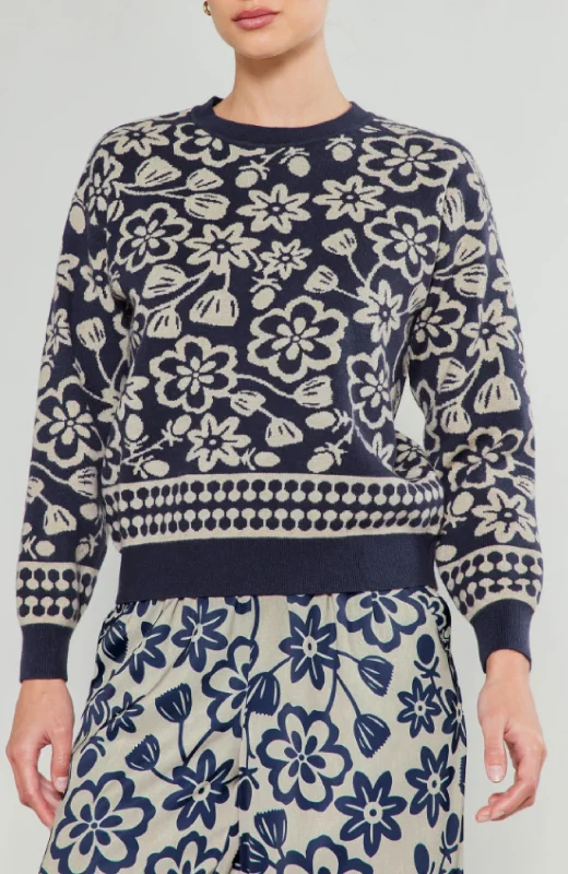 Current Air - Floral Crew Neck Sweater