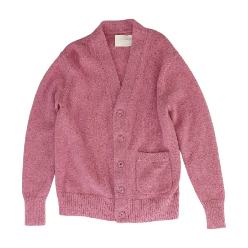 Pink Solid Cardigan Sweater