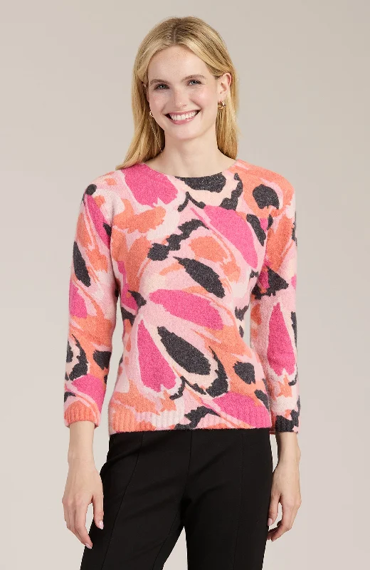 Pink Splash Sweater - Coco Pink Fitted Slim Tailored