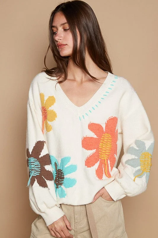 Retro Floral Sweater