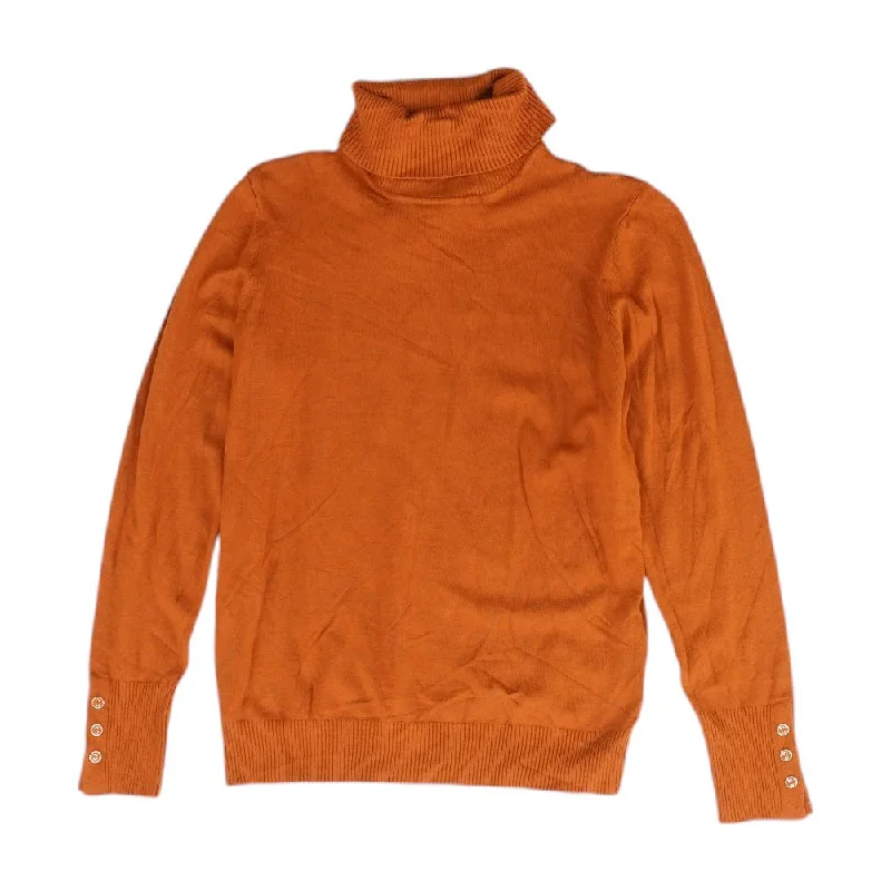 Rust Solid Turtleneck Sweater