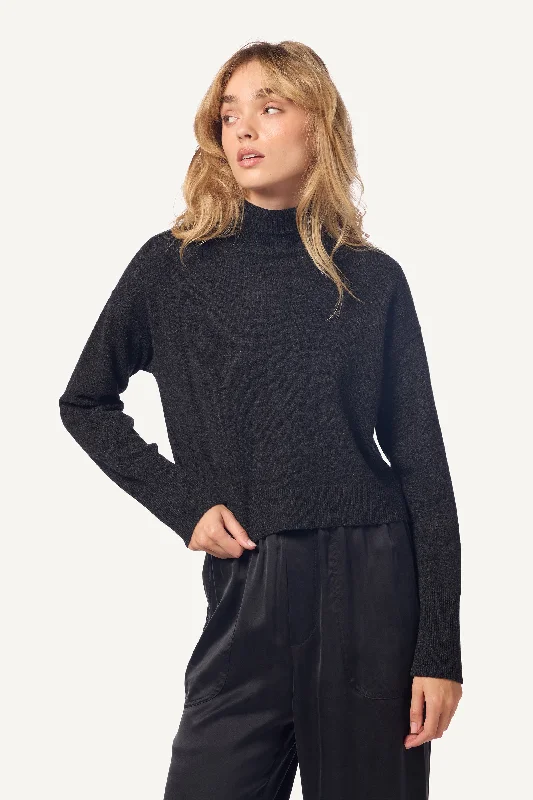 SABLE CASHMERE TURTLENECK SWEATER | ASPHALT CHARCOAL