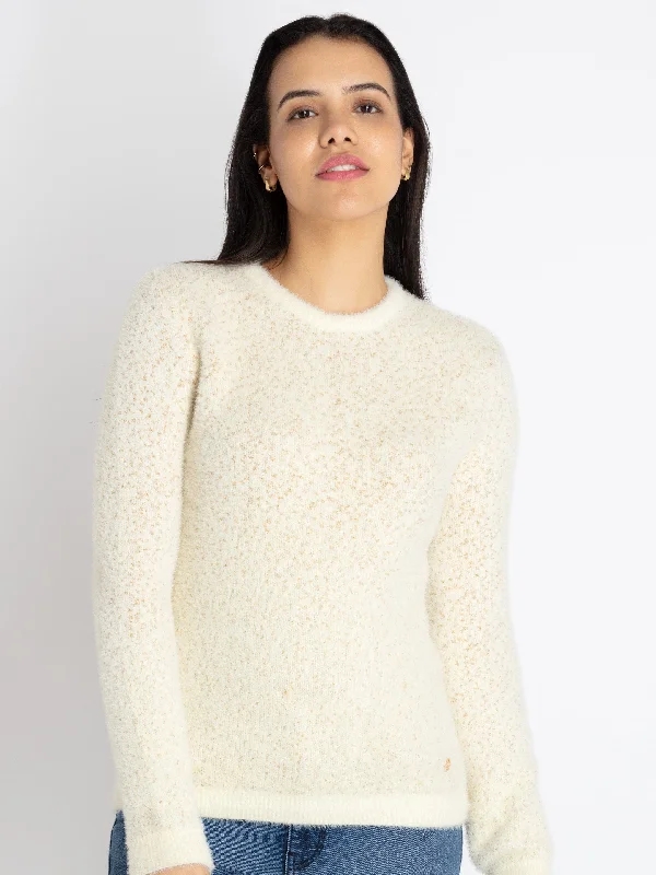 Womens Solid Round Neck Sweater