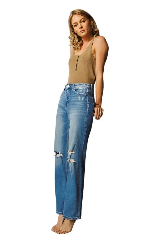 Flying Monkey 90'S DAD JEANS MEDIUM Stylish Stone-Wash Denim Jeans