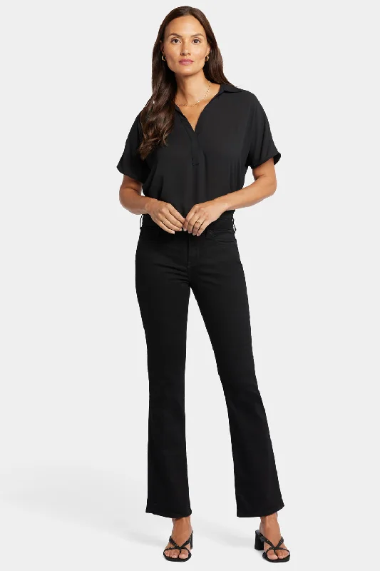 Barbara Bootcut Jeans In Short Inseam - Black Fashionable Mom Jeans