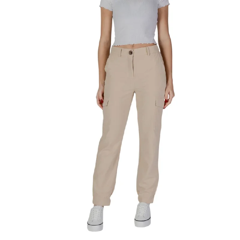 Beige Polyester Jeans & Pant Chic Cropped Jeans