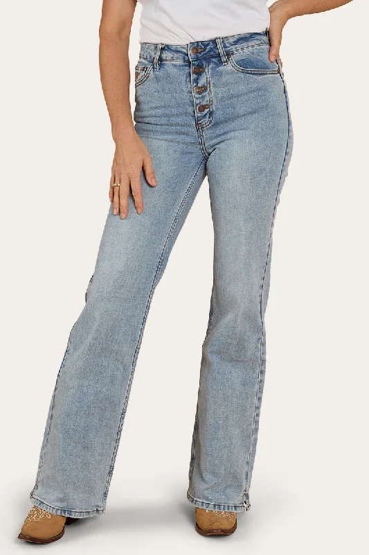 Betsy Womens High-Rise Bootleg Jeans - Light Blue Stylish Relaxed Fit Skinny Jeans
