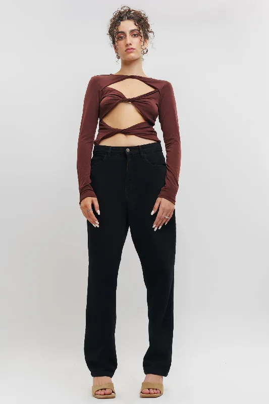 Black Mom High Ankle Jeans Fashionable Vintage Wash Jeans