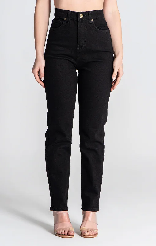 Black Mom Jeans Comfortable Dark Wash Jeans