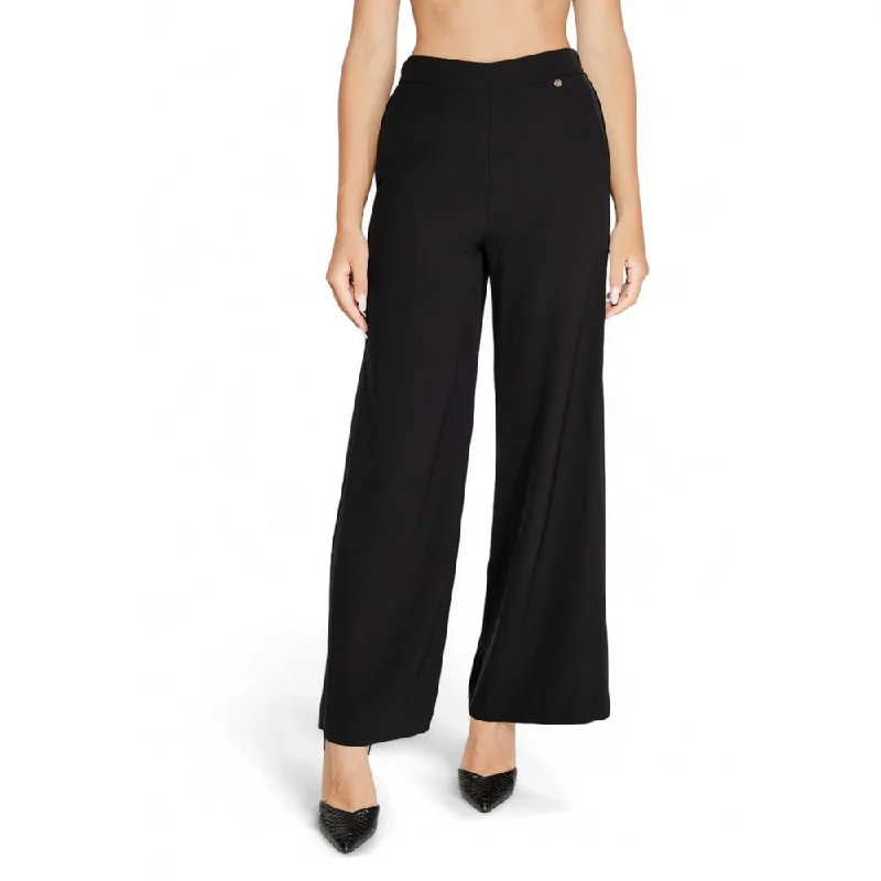 Black Polyester Jeans & Pant Chic Rip-Detail High-Waist Jeans