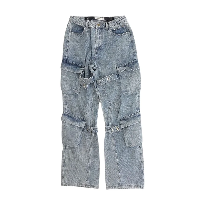 Blue Solid High Rise Wide Leg Jeans Fashionable Jeggings Style Jeans