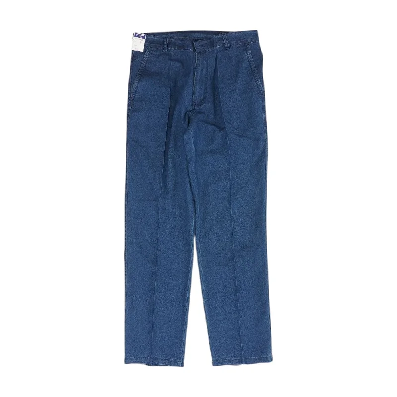 Blue Solid Mid Rise Straight Leg Jeans Trendy Patchwork Denim Jeans