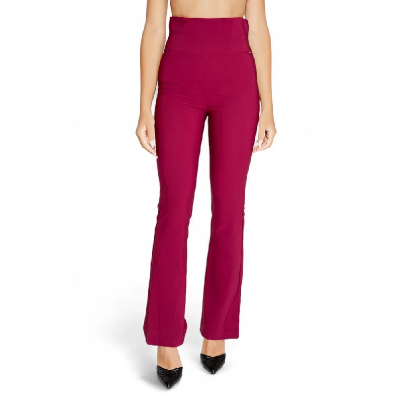 Bordeaux Polyester Jeans & Pant Fashionable Button-Front Jeans