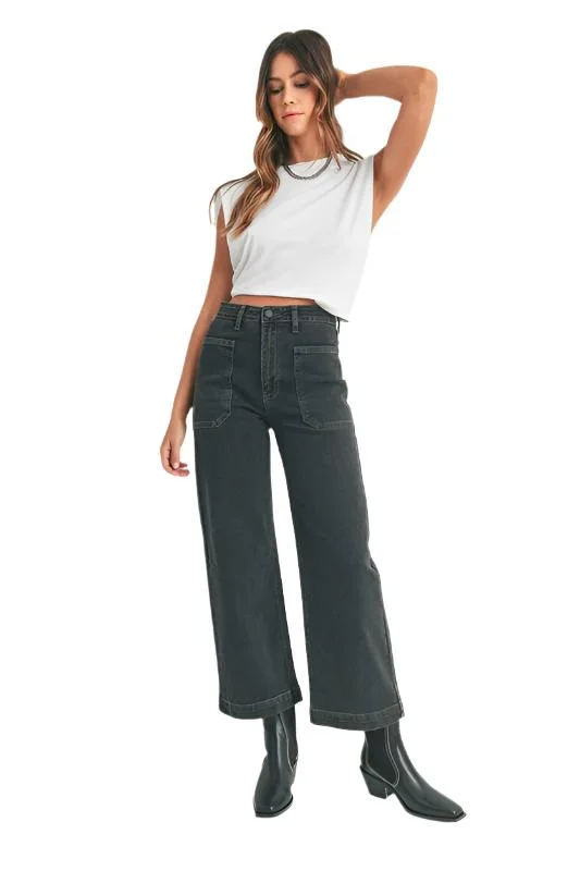 JUST JEANS USA DENIM UTILITY PANTS High Rise Wide Leg Classic Button Fly Jeans