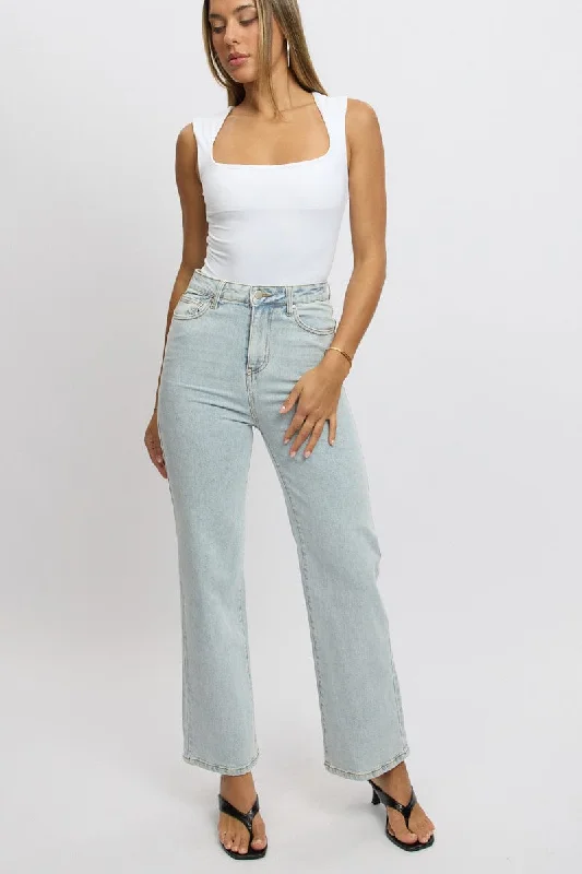 Denim Wide Leg Jeans Chic Vintage-Inspired Denim Jeans