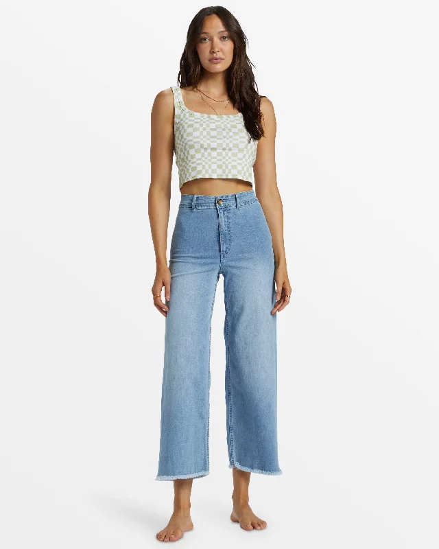 Free Fall Indigo Wide-Leg Jeans - Surf Spray Fashionable Slouchy Fit Jeans