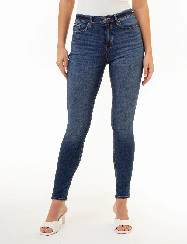 HIGH RISE BIG LOGO SKINNY JEANS Trendy Bootcut High-Waisted Jeans