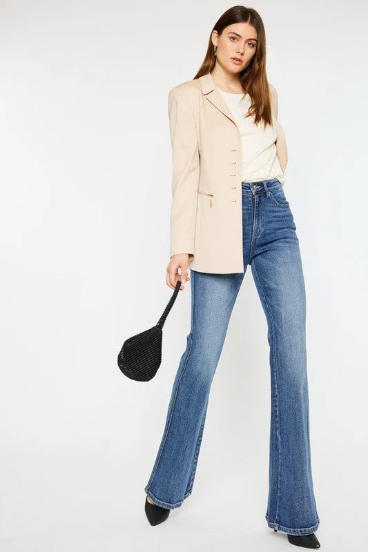 High Rise Flare Jeans Fashionable Slim Fit Jeans