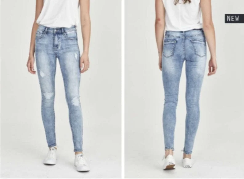 Junkfood Jeans | Mary-Kate | Blue Fashionable Raw Edge Jeans