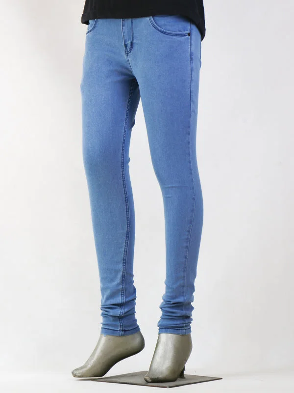 LJ01 Stretchable Denim Jeans For Womens Light Blue Cozy Wide-Legged Jeans
