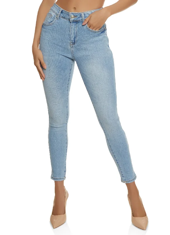 WAX Cropped High Rise Skinny Jeans Fashionable Straight Fit Denim
