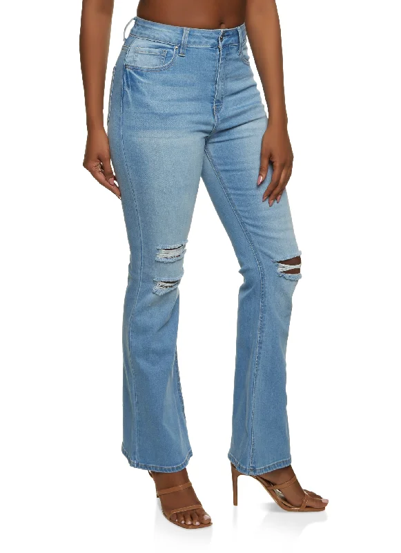 WAX Whiskered Flare Jeans Stylish High-Waist Skinny Denim