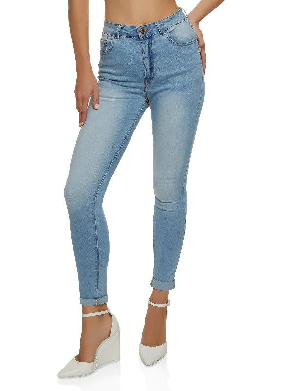 WAX Whiskered Rolled Cuff Skinny Jeans Stylish Relaxed Fit Skinny Jeans