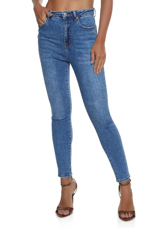 WAX Basic High Waisted Skinny Jeans Casual Distressed Skinny Jeans