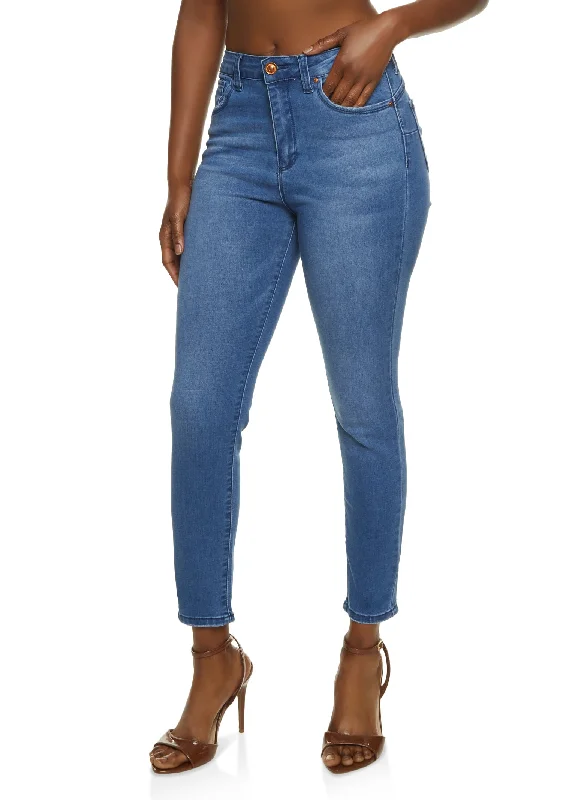 WAX Solid High Waisted Skinny Jeans Stylish Tapered Fit Jeans