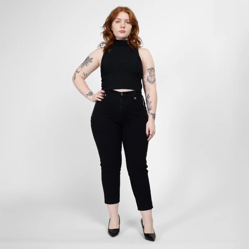 Medium Y2K Black Western Gothic Skinny Jeans Cozy Stretch High-Waist Jeans