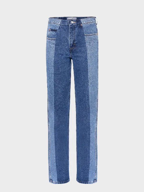 Mid Dark Blue Stovepipe Jeans Trendy Skinny Fit Jeans