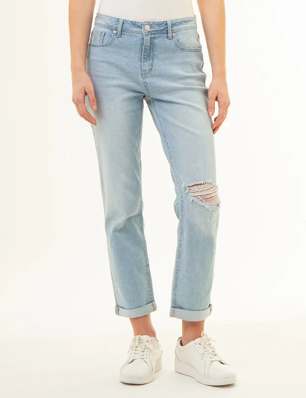 MID RISE BOYFRIEND JEANS Fashionable Bootcut Jeans