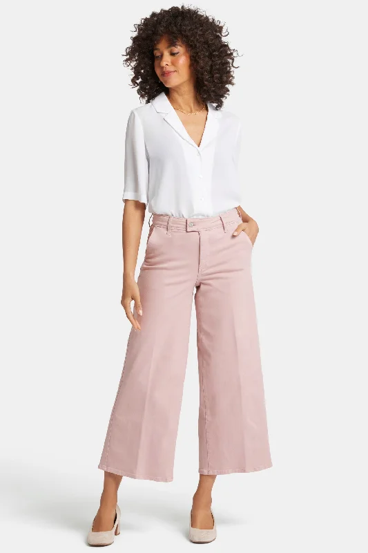 Mona Wide Leg Trouser Ankle Jeans - Bell Meadow Trendy Button-Up High-Waist Jeans