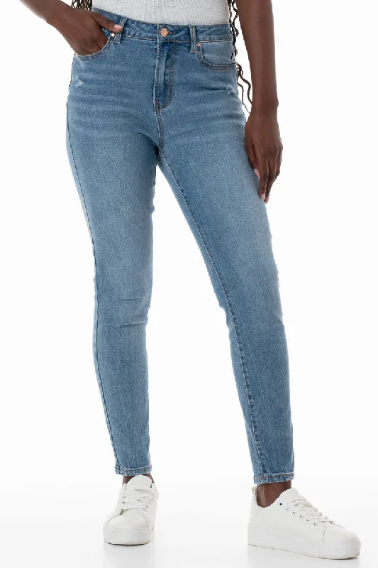 Rf05 Hi-Rise Fashion Skinny Jeans _ 152751 _ Mid Wash Fashionable Vintage Wash Jeans