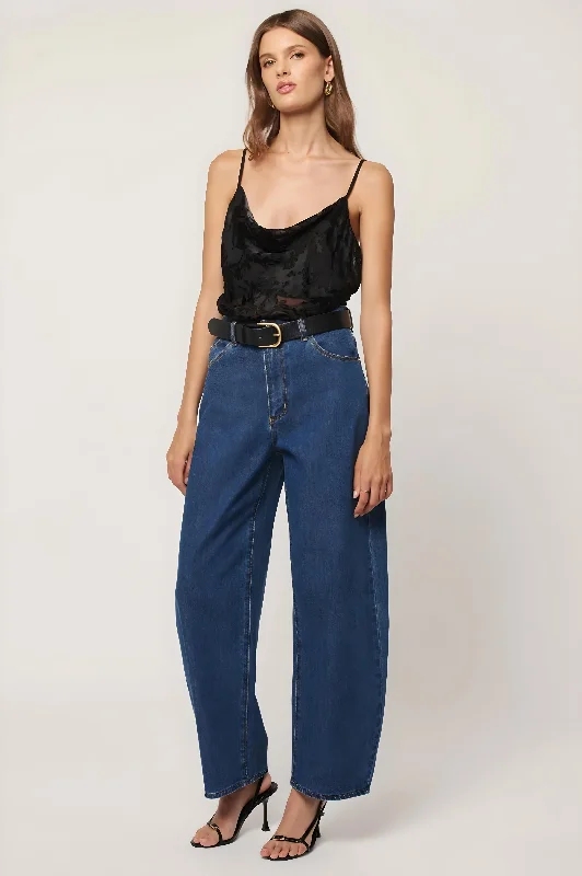 ROLLAS Womens Gigi Barrel Jeans - Forever Blue Stylish Tapered Fit Jeans