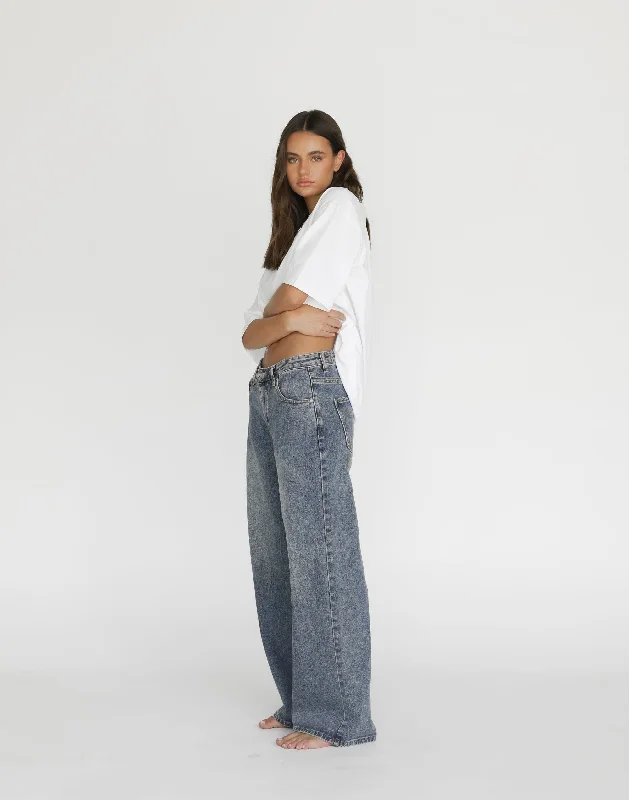 Roman Jeans (Faded) Stylish Paperbag Waist Denim