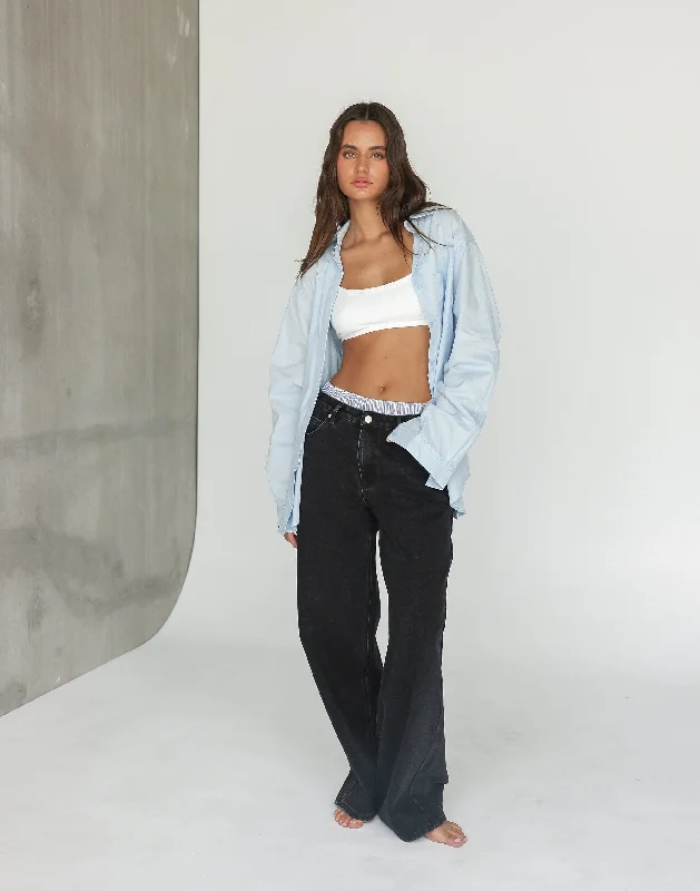 Roman Jeans (Vintage Black) Trendy Paperbag Waist Jeans