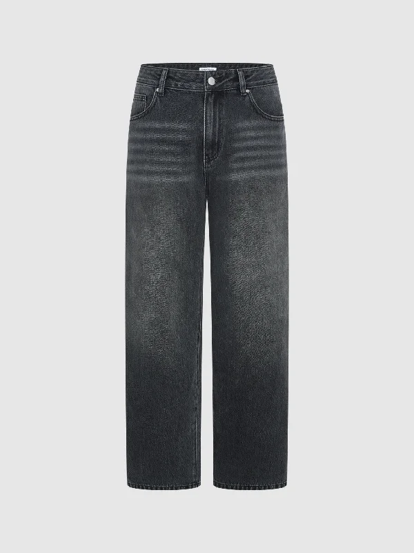 Straight Denim Jeans Comfortable Mid-Rise Jeans