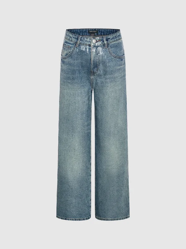 Straight Pants Jeans Fashionable Distressed Jeans