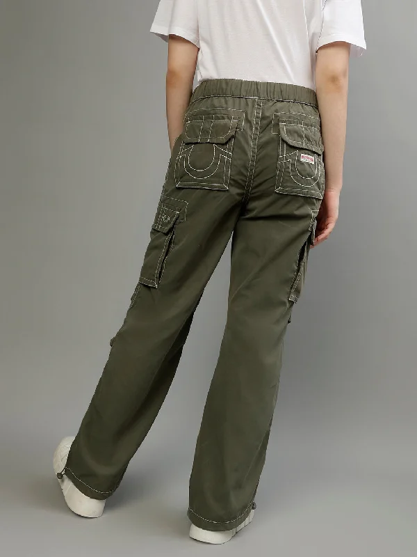 True Religion Womens SN Bobbi Oversize Fit Green Low Rise Jeans Comfortable Ankle Jeans