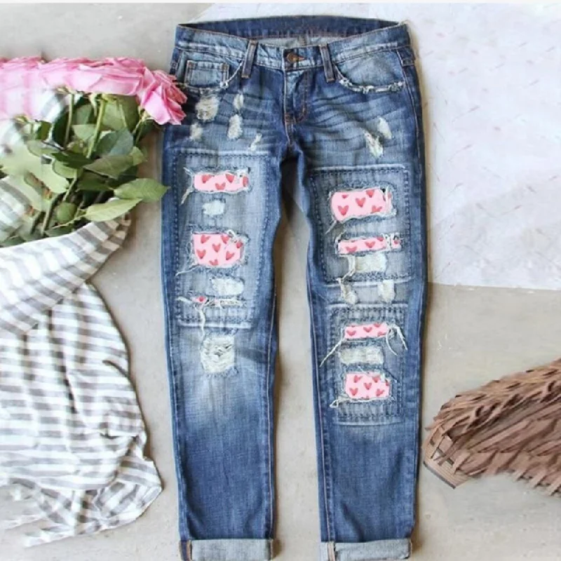 Women Casual Streetwear Jeans Female Ripped Hole Patch Trousers Pockets Bottoms Women Denim Pants Trendy Skinny Fit Jeans Women Casual Streetwear Jeans Female Ripped Hole Patch Trousers Pockets Bottoms Women Denim Pants Trendy Skinny Fit Jeans